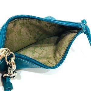 Coach Teal Corner Zip Wristlet